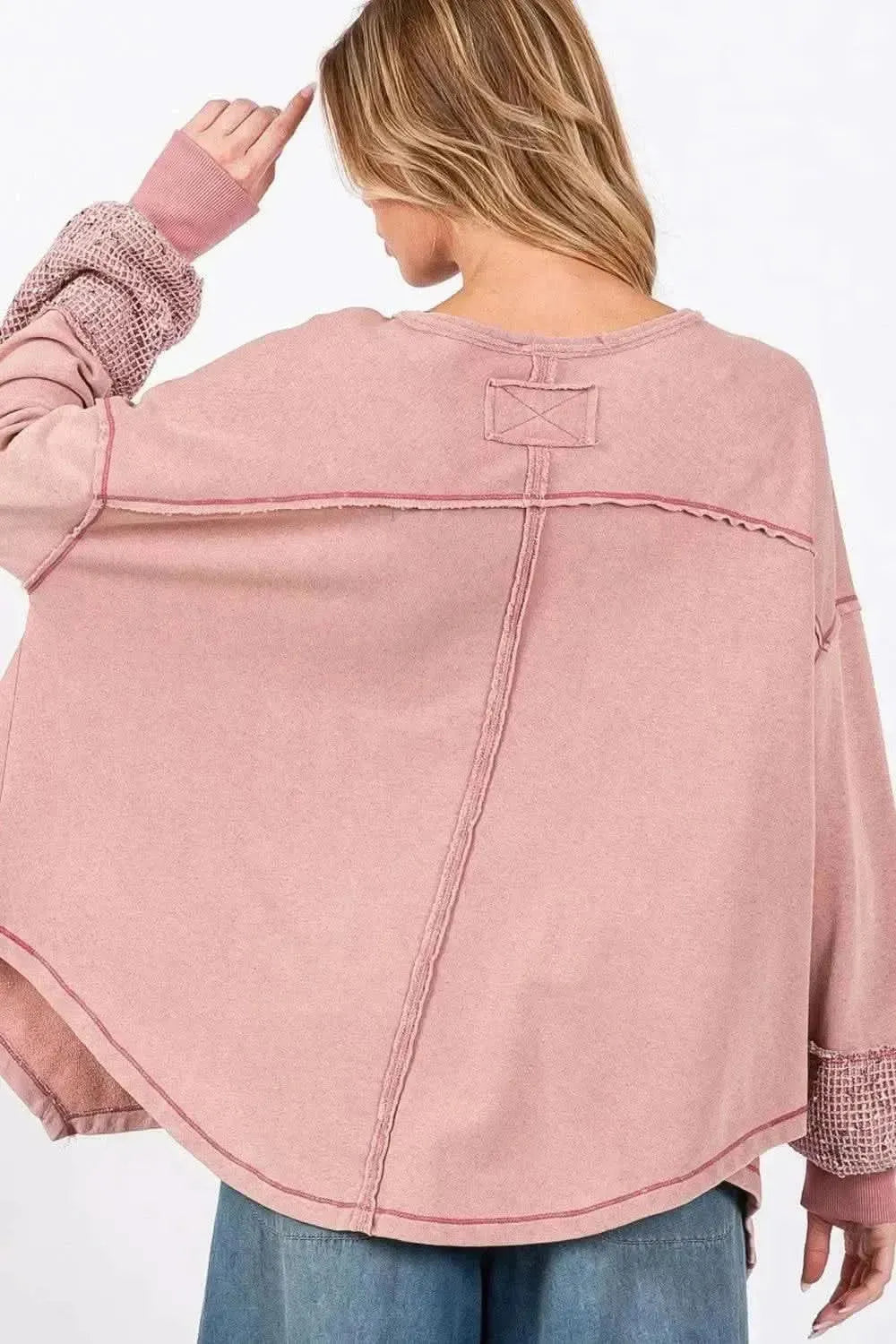 SAGE + FIG Peace Sign Mineral Wash Terry Top - Bad Moms Club