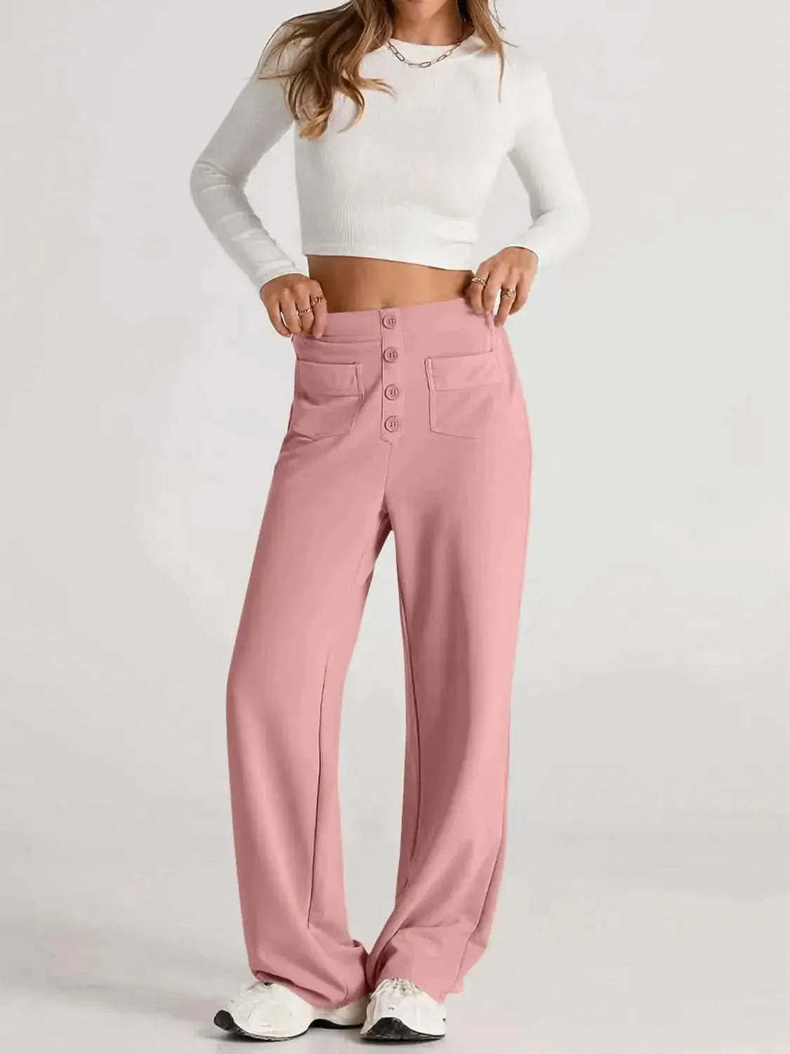 High Waist Wide Leg Pants - Bad Moms Club