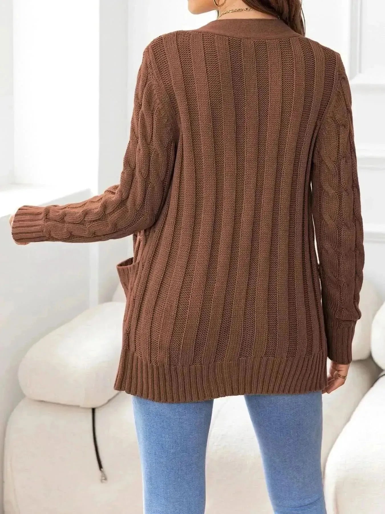 Button Down Cable-Knit Cardigan - Bad Moms Club