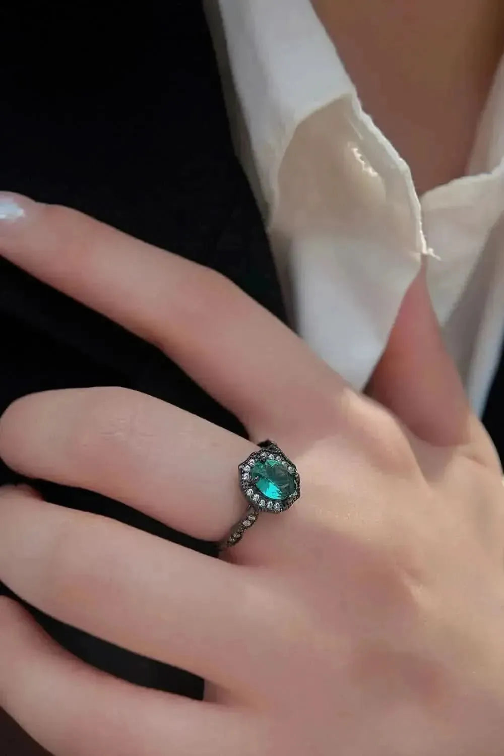 925 Sterling Silver Paraiba Blue Zircon 4-Prong Ring - Bad Moms Club