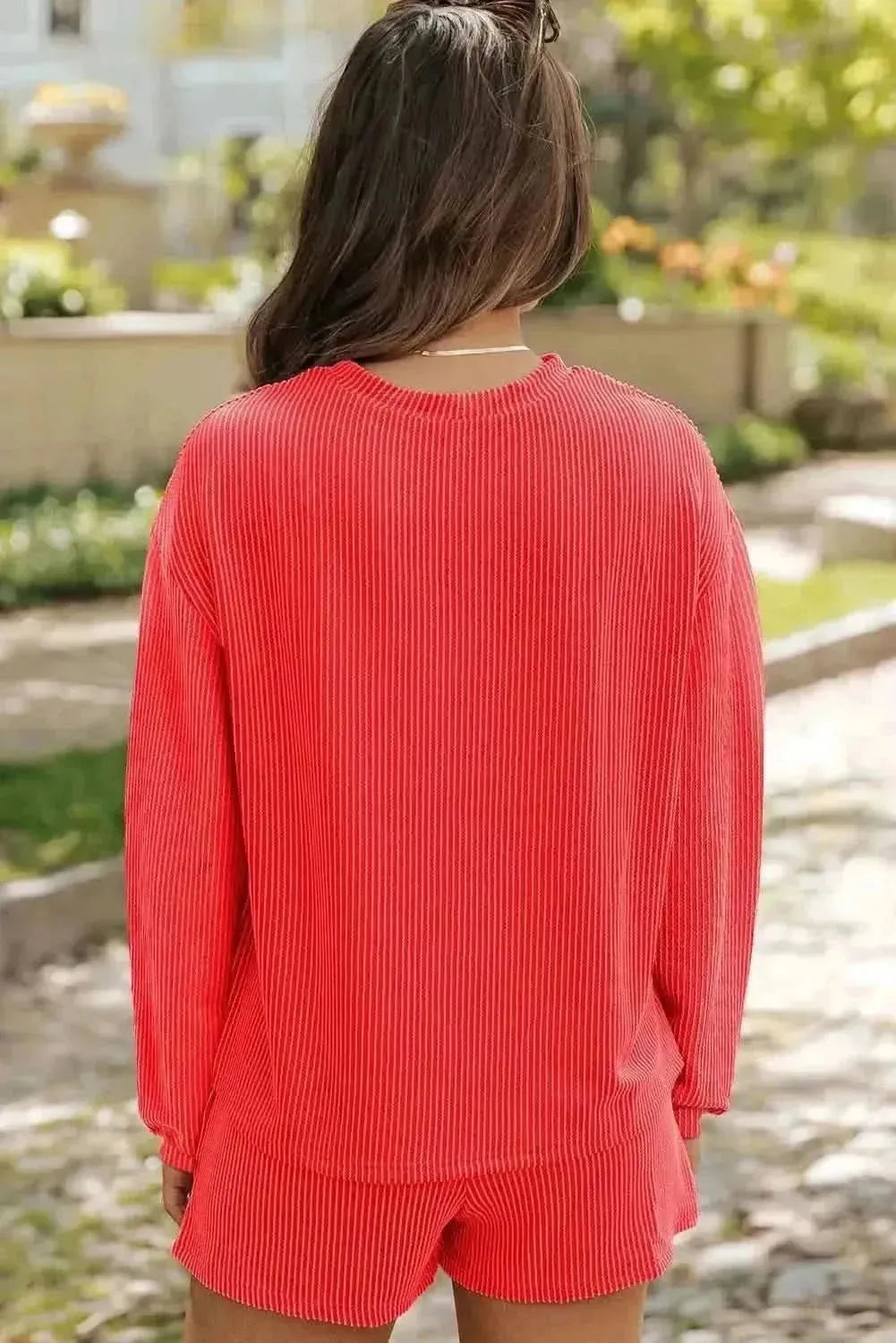 MERRY CHRISTMAS Round Neck Long Sleeve Top and Shorts Set - Bad Moms Club