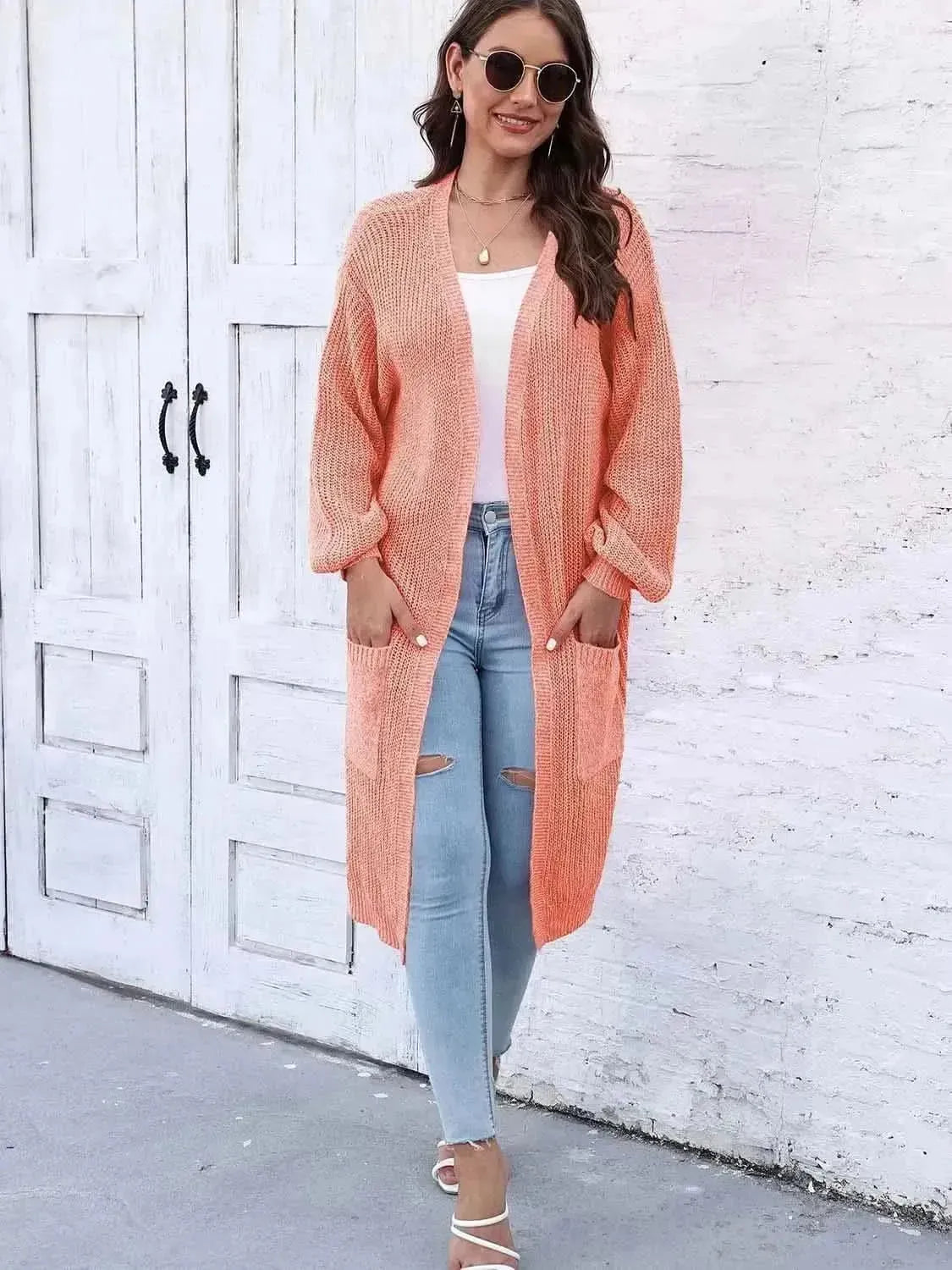 Open Front Longline Cardigan with Pockets - Bad Moms Club