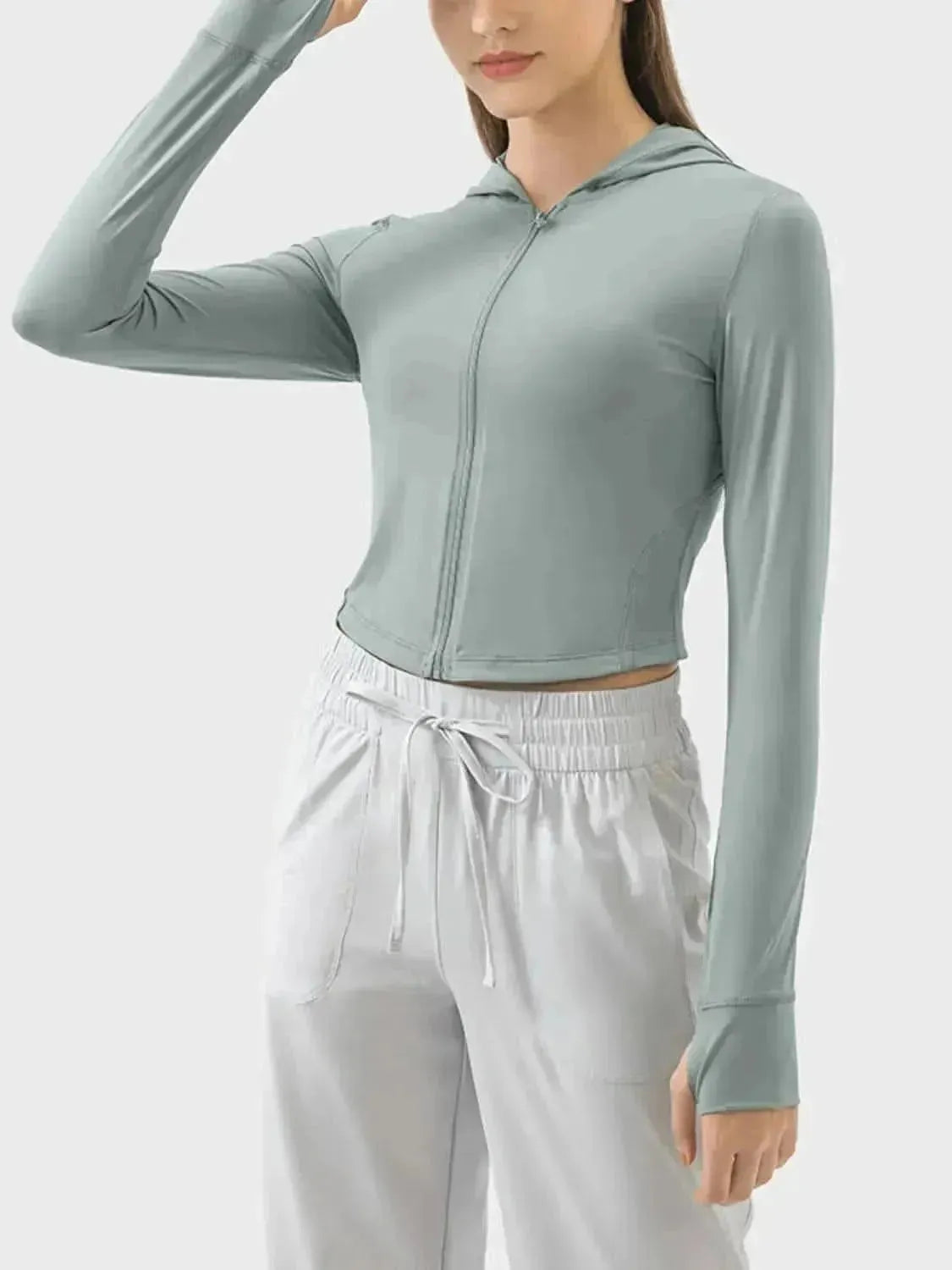 Zip Up Hooded Long Sleeve Active Outerwear - Bad Moms Club