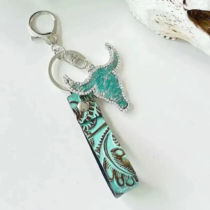 Rhinestone Bull Keychain - Bad Moms Club