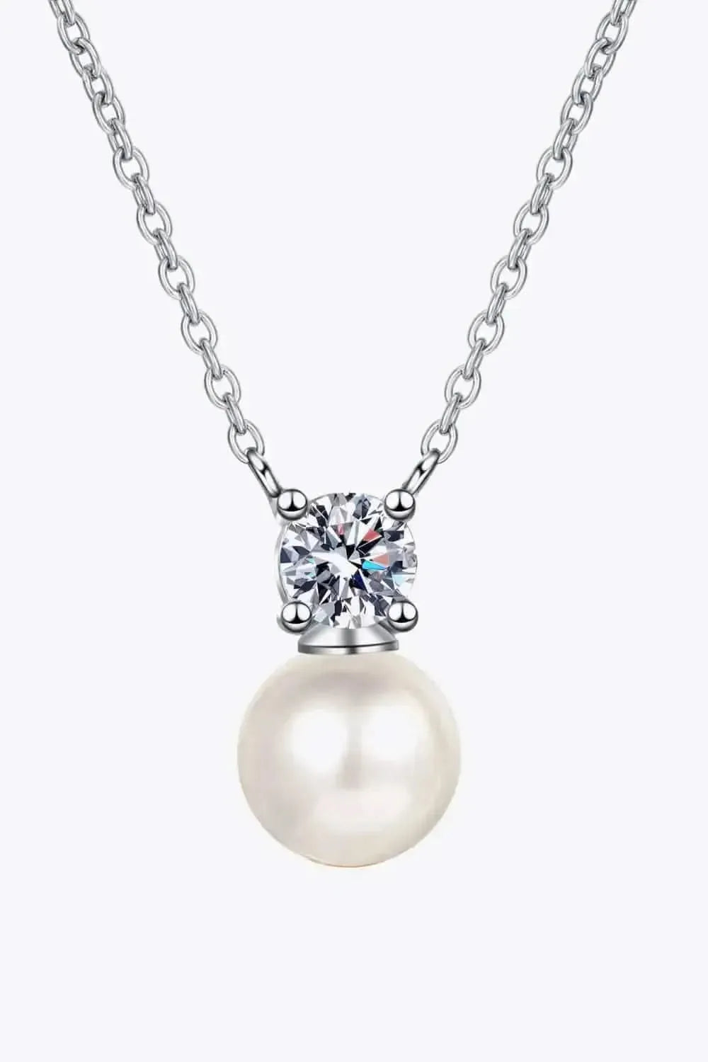 925 Sterling Silver Freshwater Pearl Moissanite Necklace - Bad Moms Club