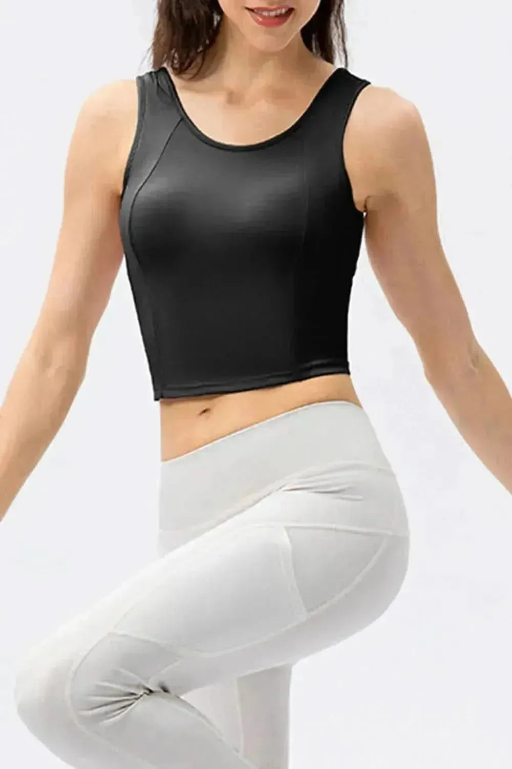 Round Neck Wide Strap Active Tank - Bad Moms Club