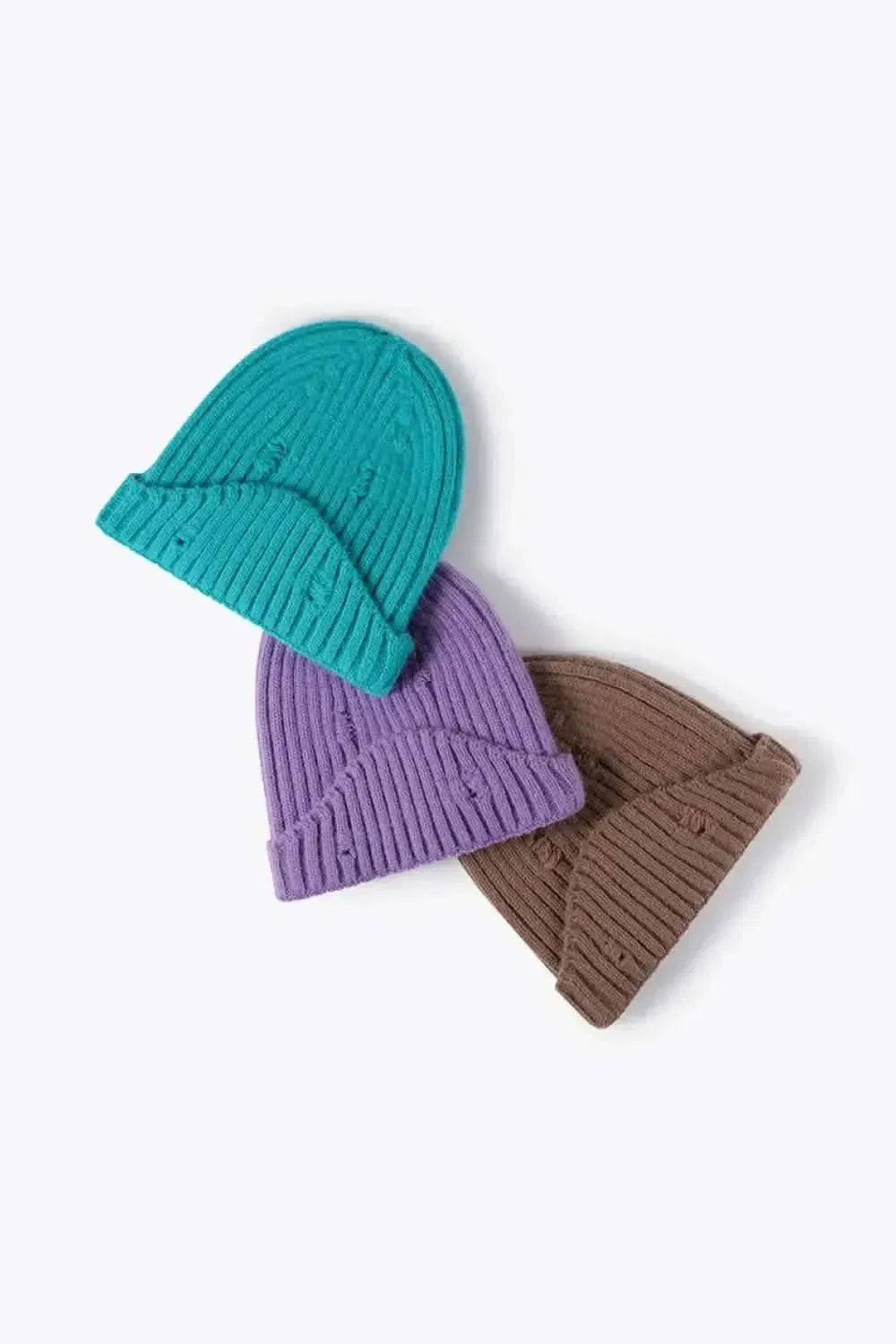 Distressed Rib-Knit Beanie - Bad Moms Club