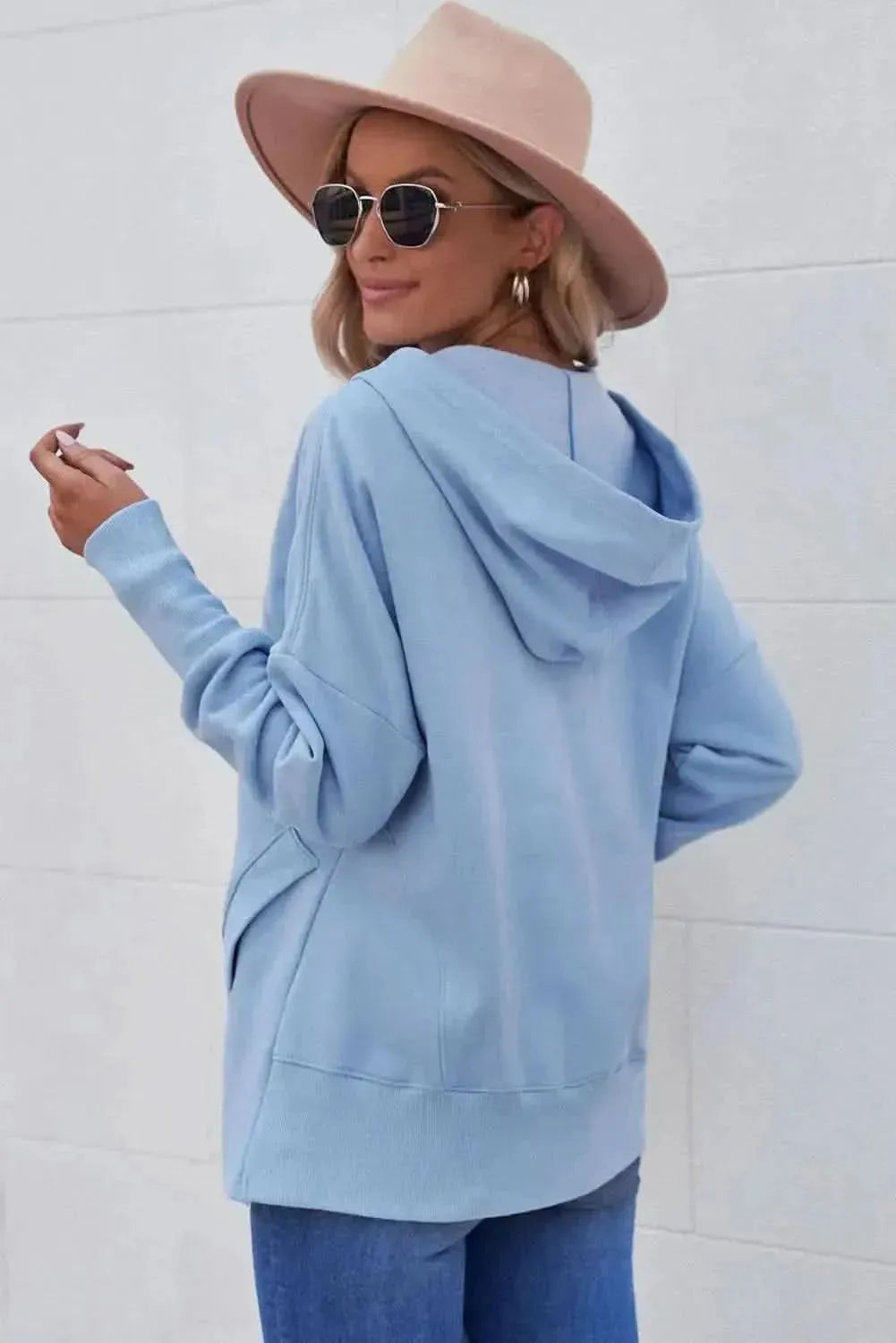Quarter-Snap Dropped Shoulder Hoodie - Bad Moms Club