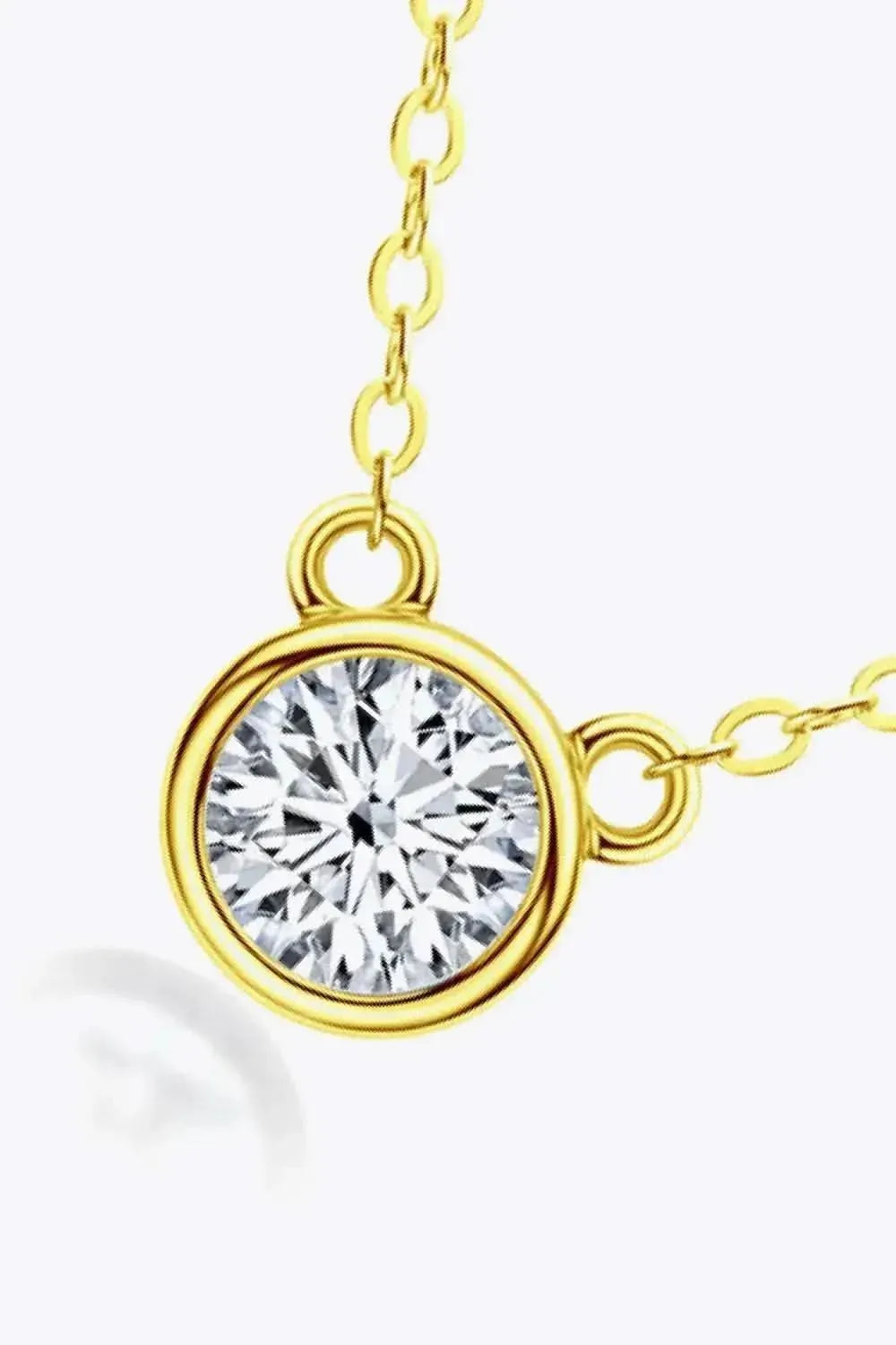 925 Sterling Silver 1 Carat Moissanite Round Pendant Necklace - Bad Moms Club
