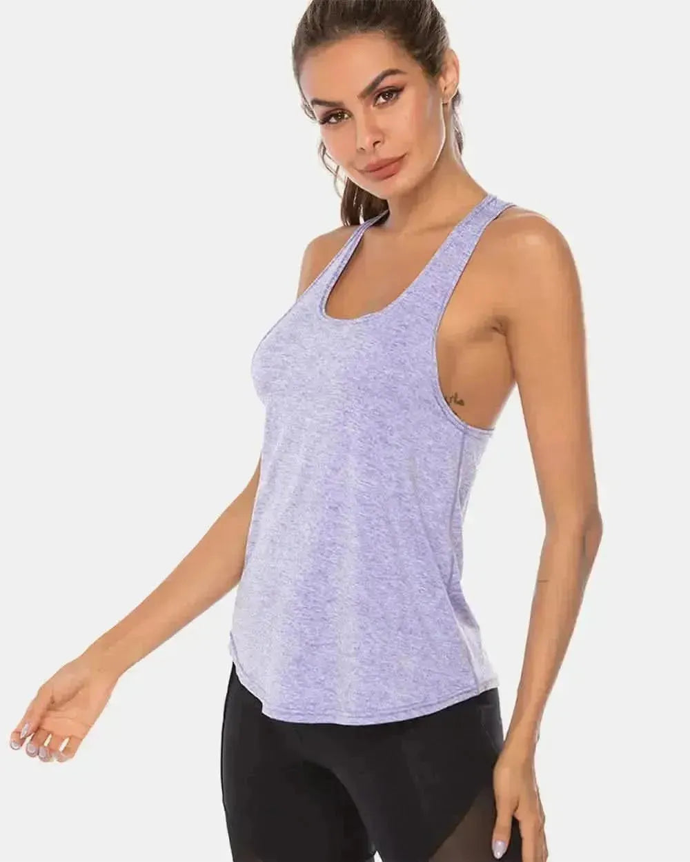 Full Size Scoop Neck Wide Strap Active Tank - Bad Moms Club
