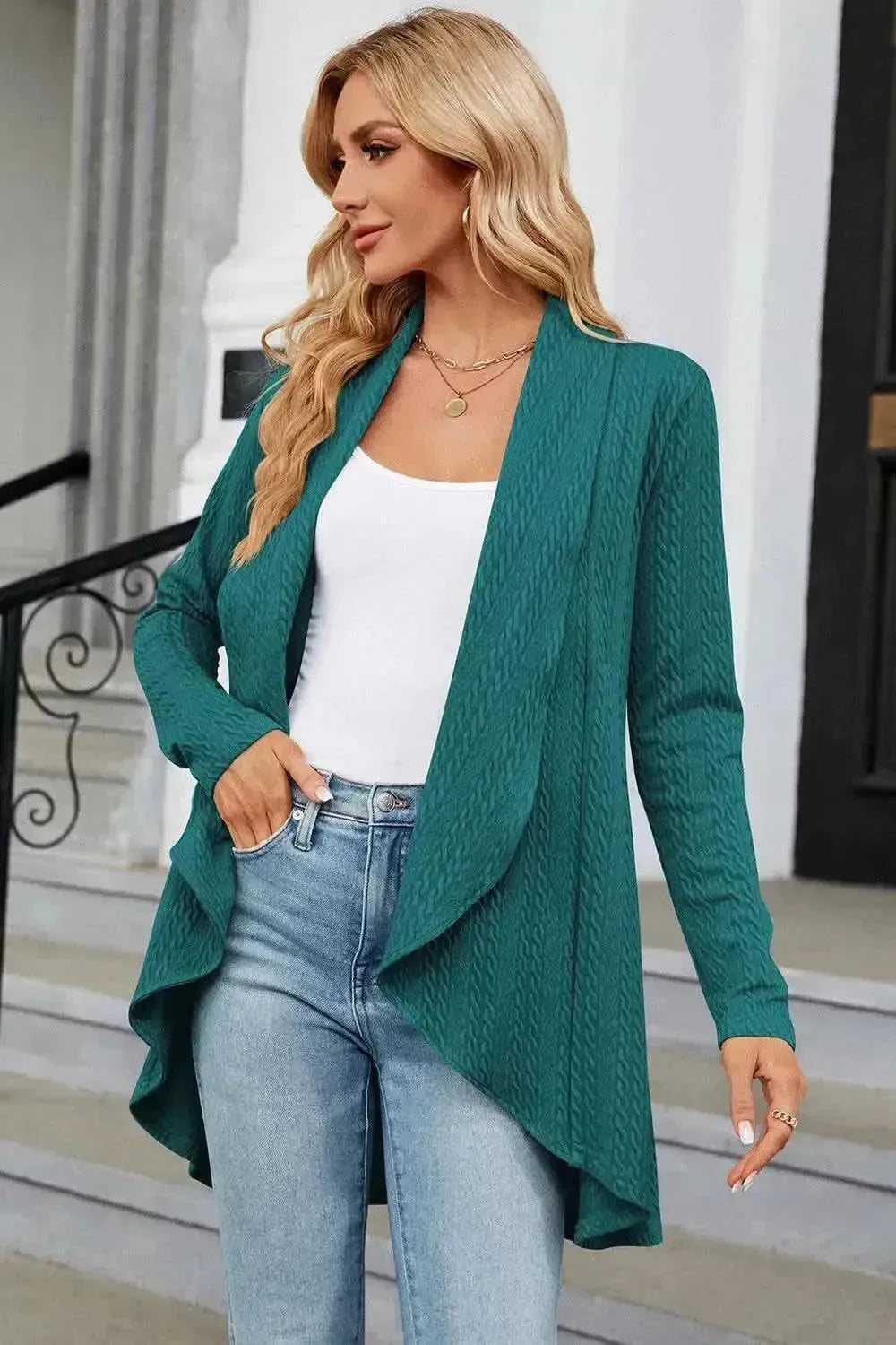 Open Front Long Sleeve Cardigan - Bad Moms Club