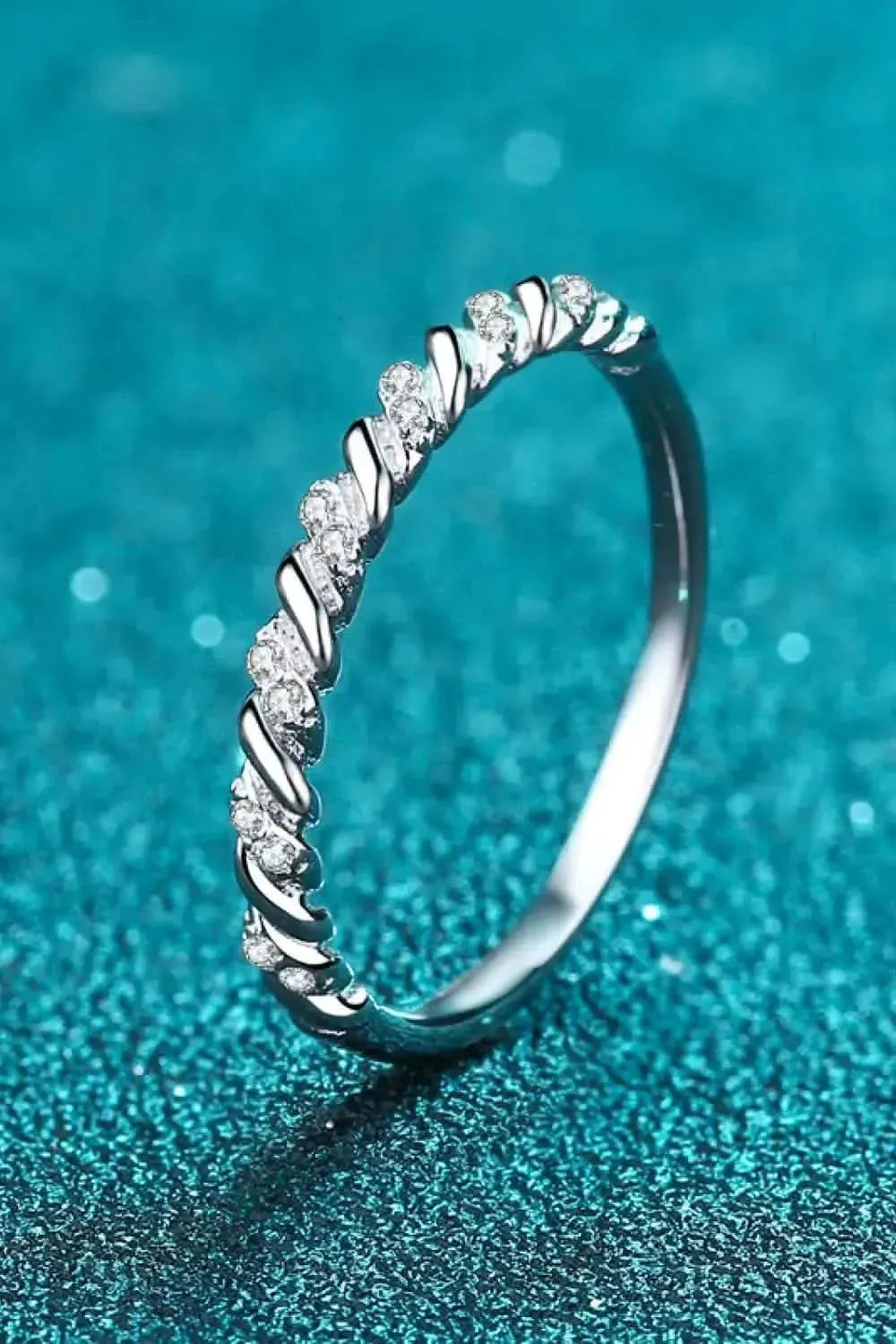 Moissanite Rhodium-Plated Half-Eternity Ring - Bad Moms Club
