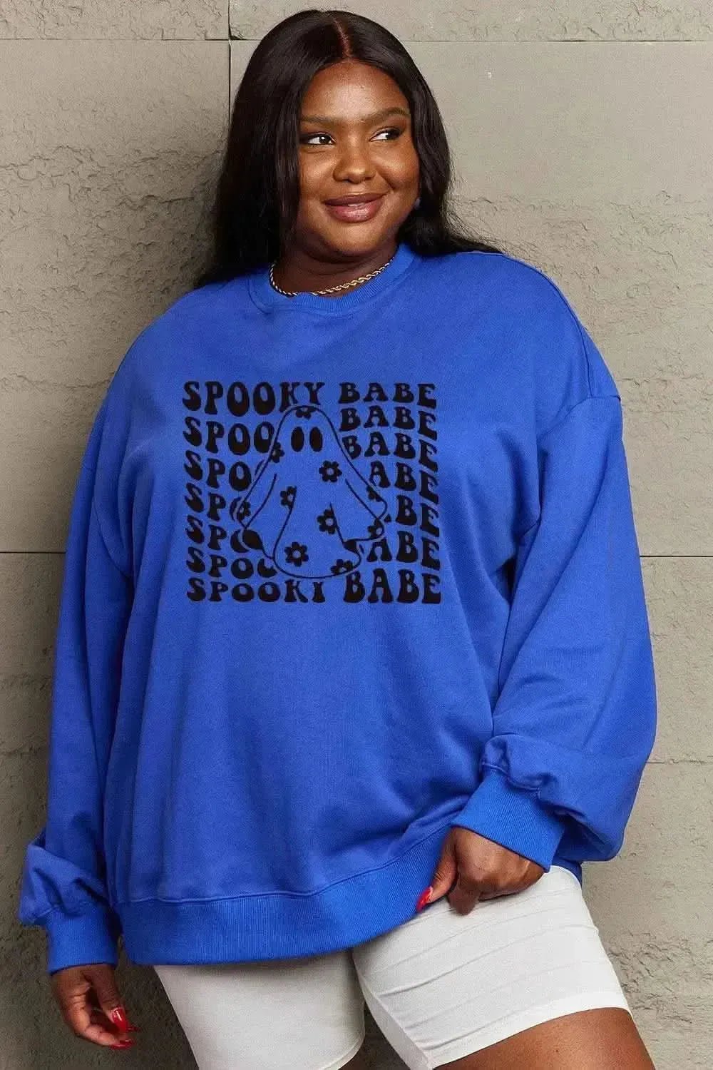Simply Love Full Size SPOOKY BABE Graphic Sweatshirt - Bad Moms Club