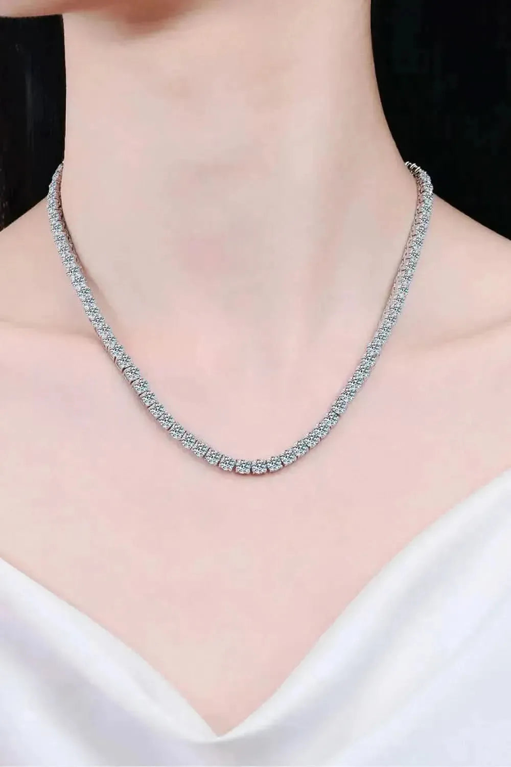 Moissanite Rhodium-Plated Necklace - Bad Moms Club