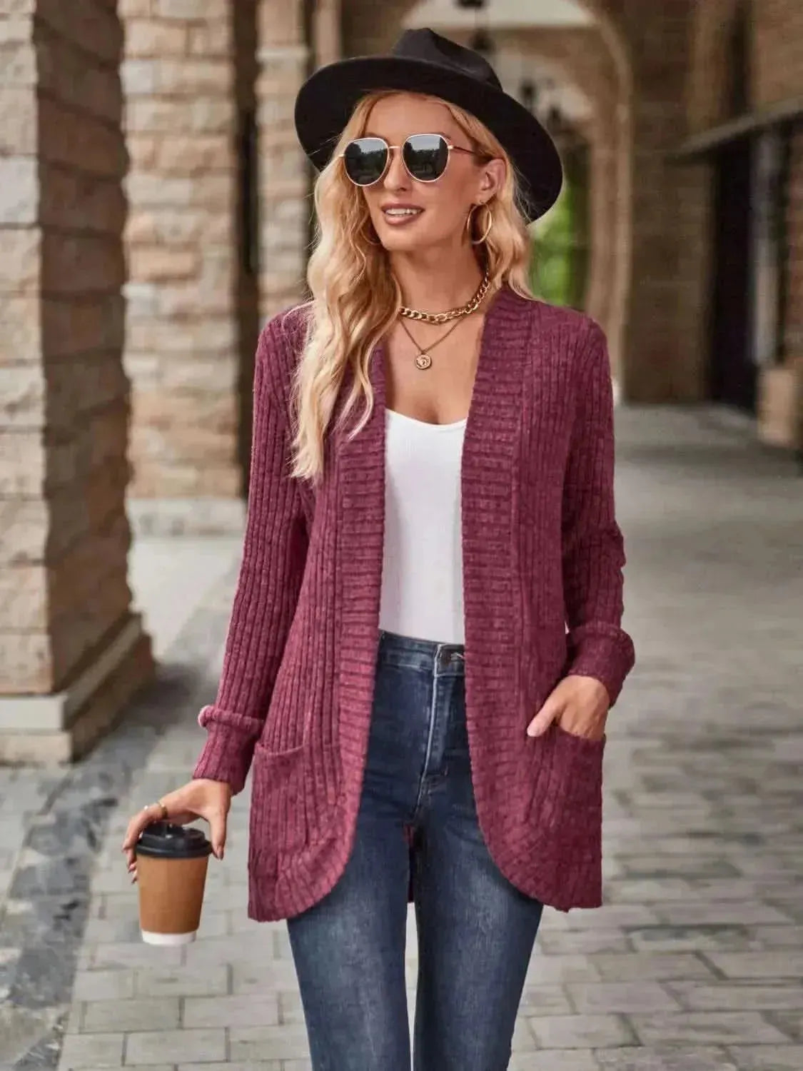 Open Front Cardigan with Pockets - Bad Moms Club