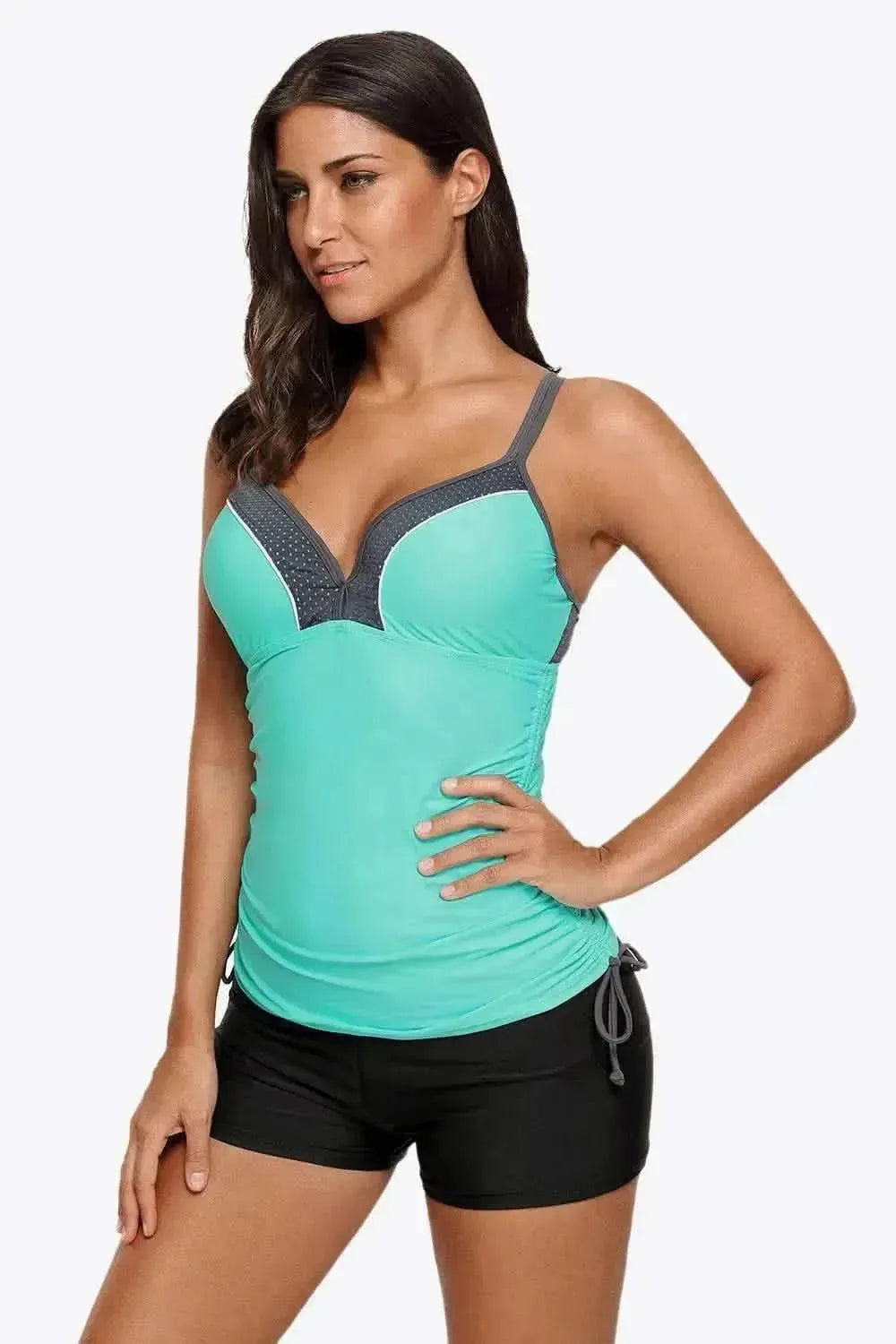 Contrast Sweetheart Neck Swim Cami - Bad Moms Club