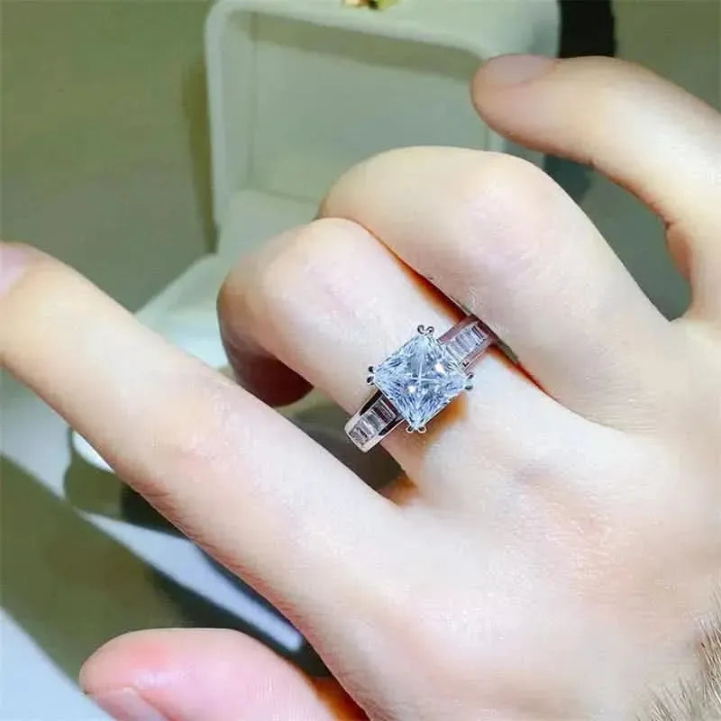 3 Carat Moissanite 925 Sterling Silver Square Shape Ring - Bad Moms Club