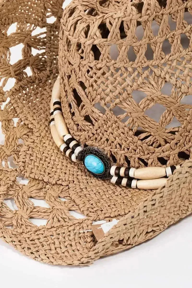 Fame Cutout Strap Weave Straw Hat - Bad Moms Club