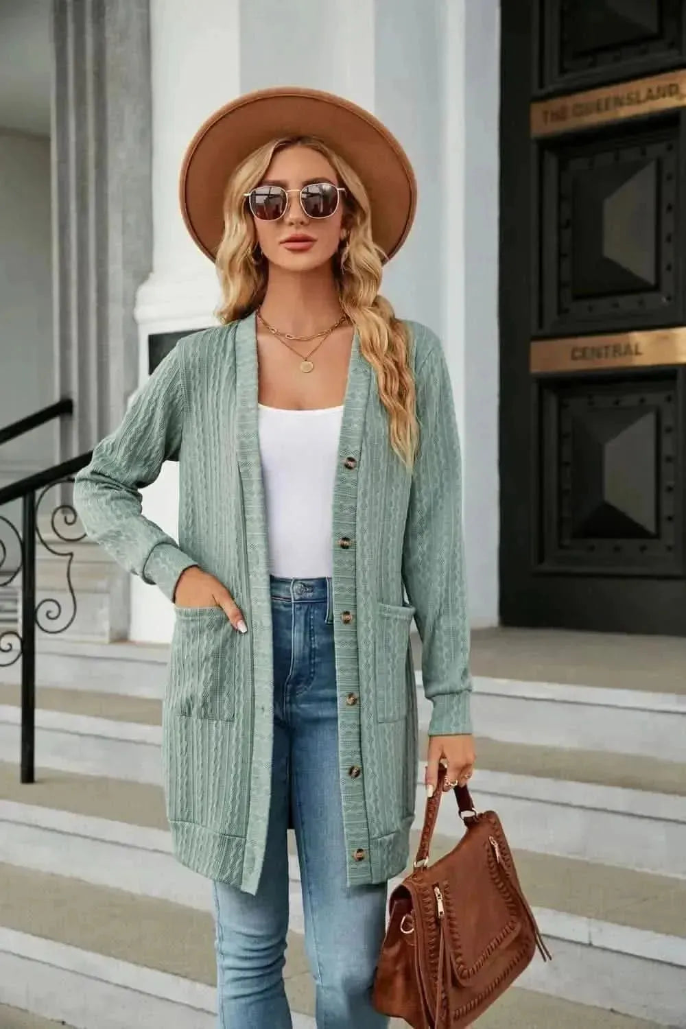 Button Down Longline Cardigan with Pockets - Bad Moms Club