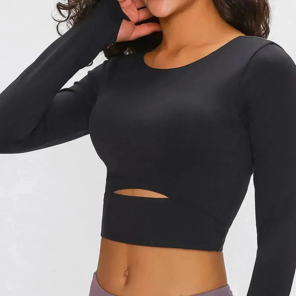 Long Sleeve Cropped Top With Sports Strap - Bad Moms Club
