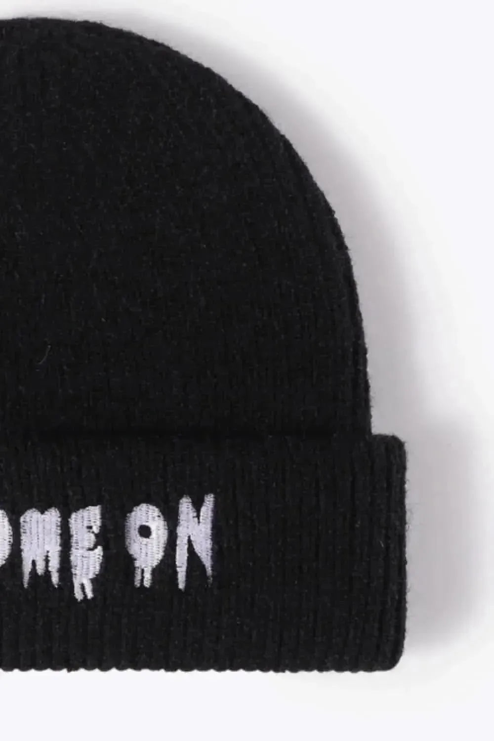 COME ON Embroidered Cuff Knit Beanie - Bad Moms Club