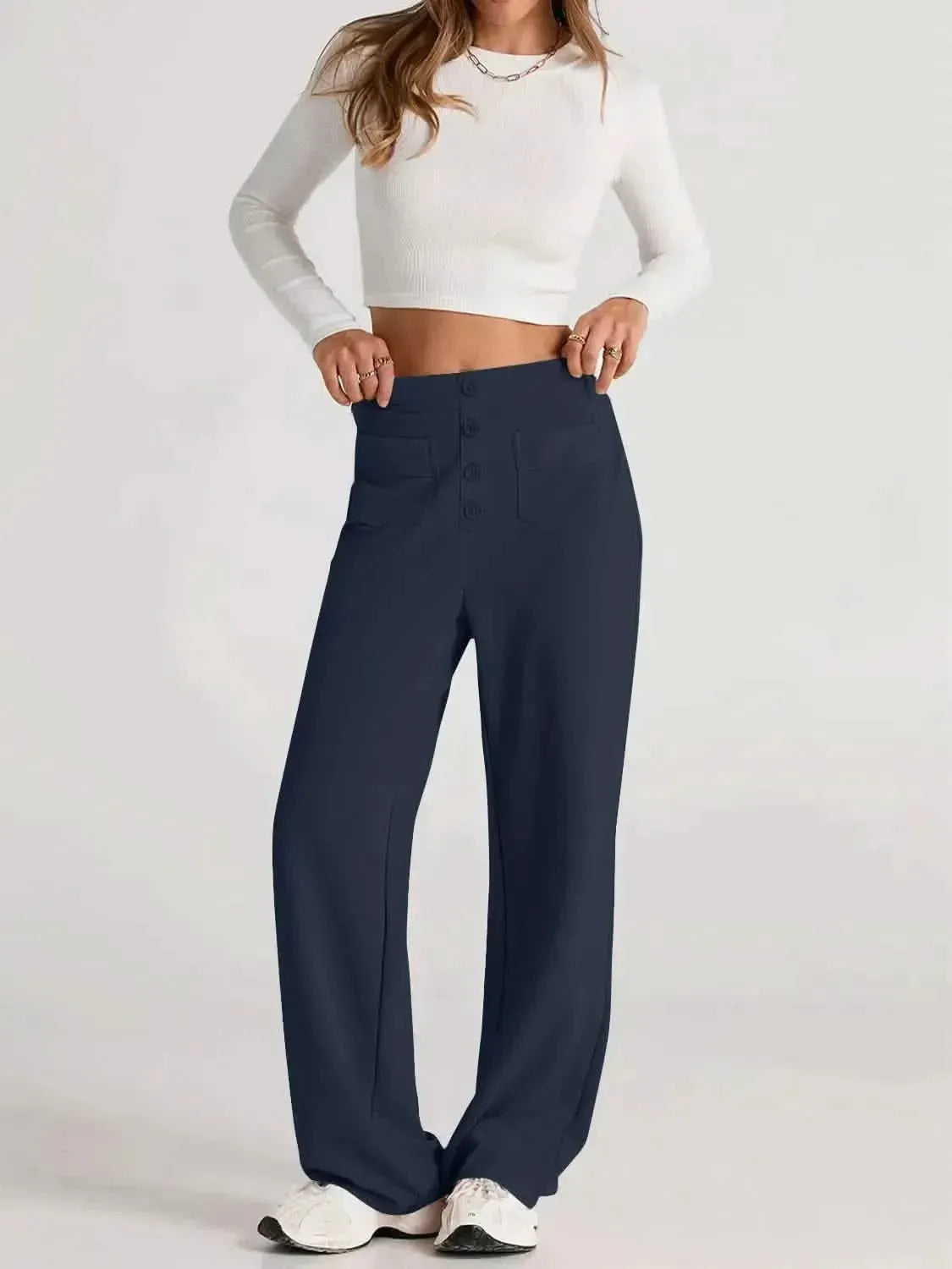 High Waist Wide Leg Pants - Bad Moms Club