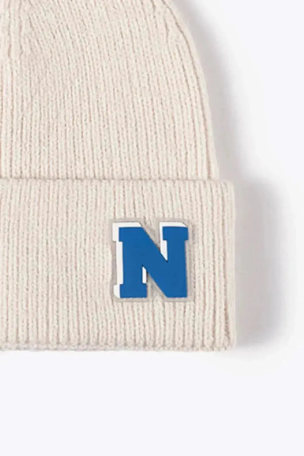 Letter N Patch Cuffed Knit Beanie - Bad Moms Club