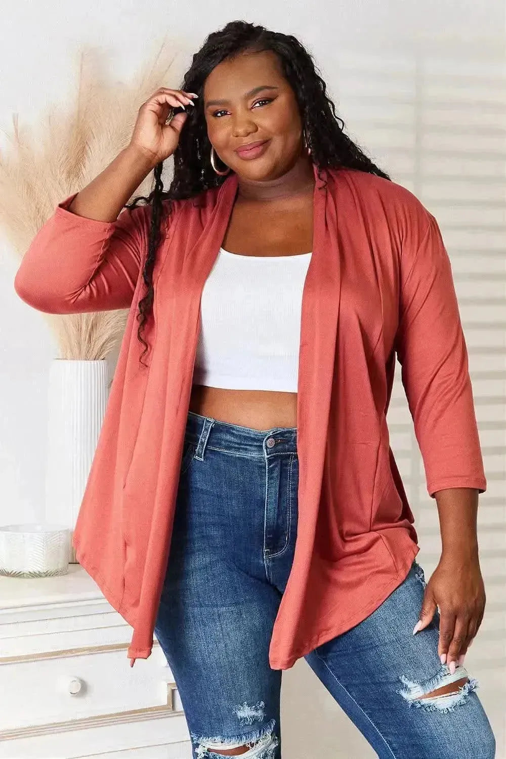 Culture Code Full Size Open Front Cardigan - Bad Moms Club