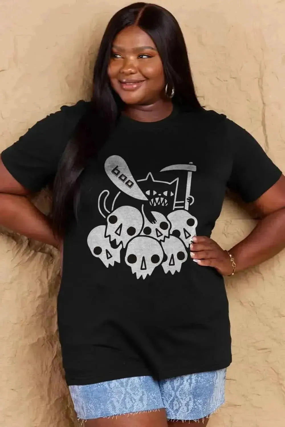 Simply Love Full Size Graphic BOO Cotton T-Shirt - Bad Moms Club