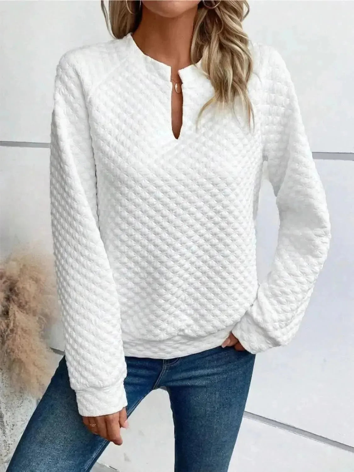 Notched Long Sleeve Sweatshirt - Bad Moms Club