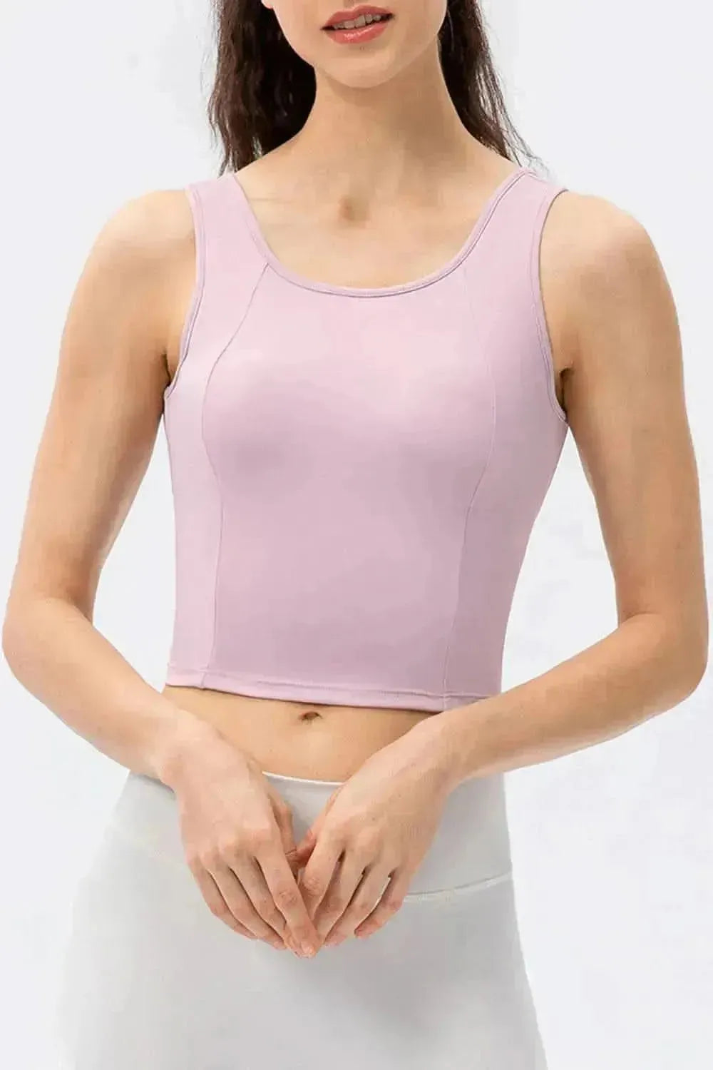 Round Neck Wide Strap Active Tank - Bad Moms Club