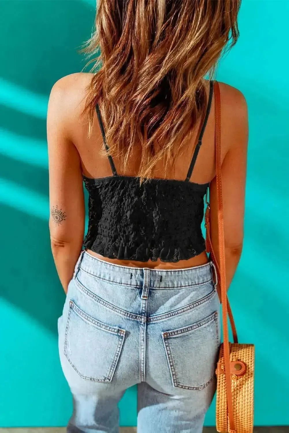 V-Neck Lace Cropped Cami - Bad Moms Club