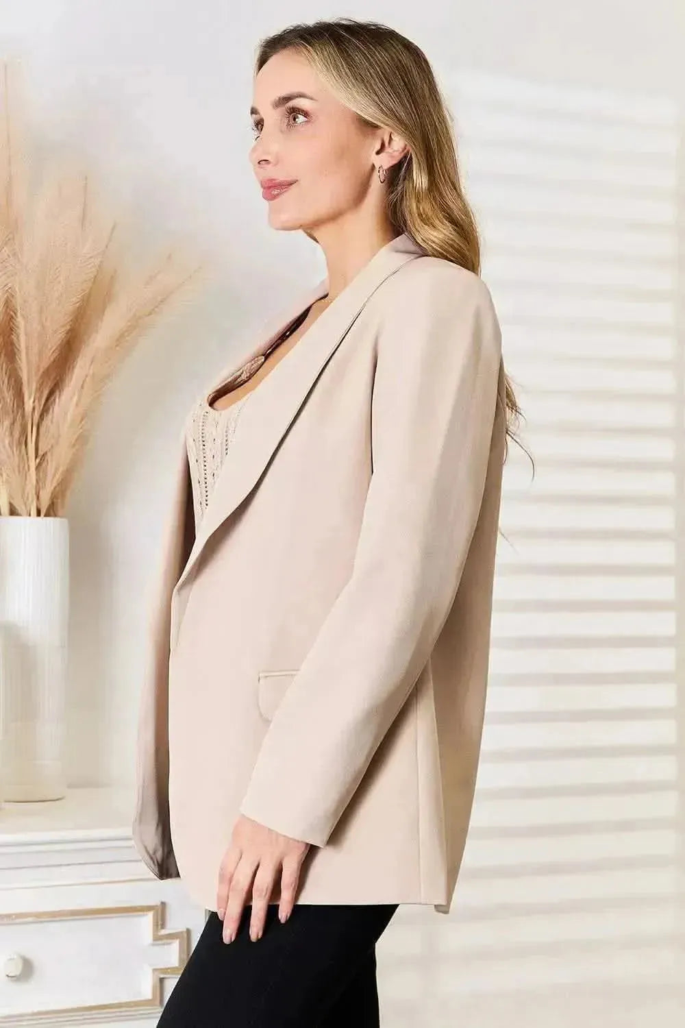 Shawl Collar Long Sleeve Blazer - Bad Moms Club