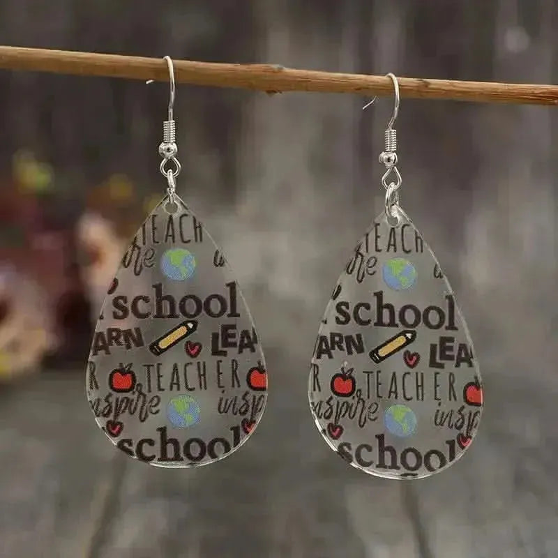 Acrylic Letter Teardrop Shape Earrings - Bad Moms Club