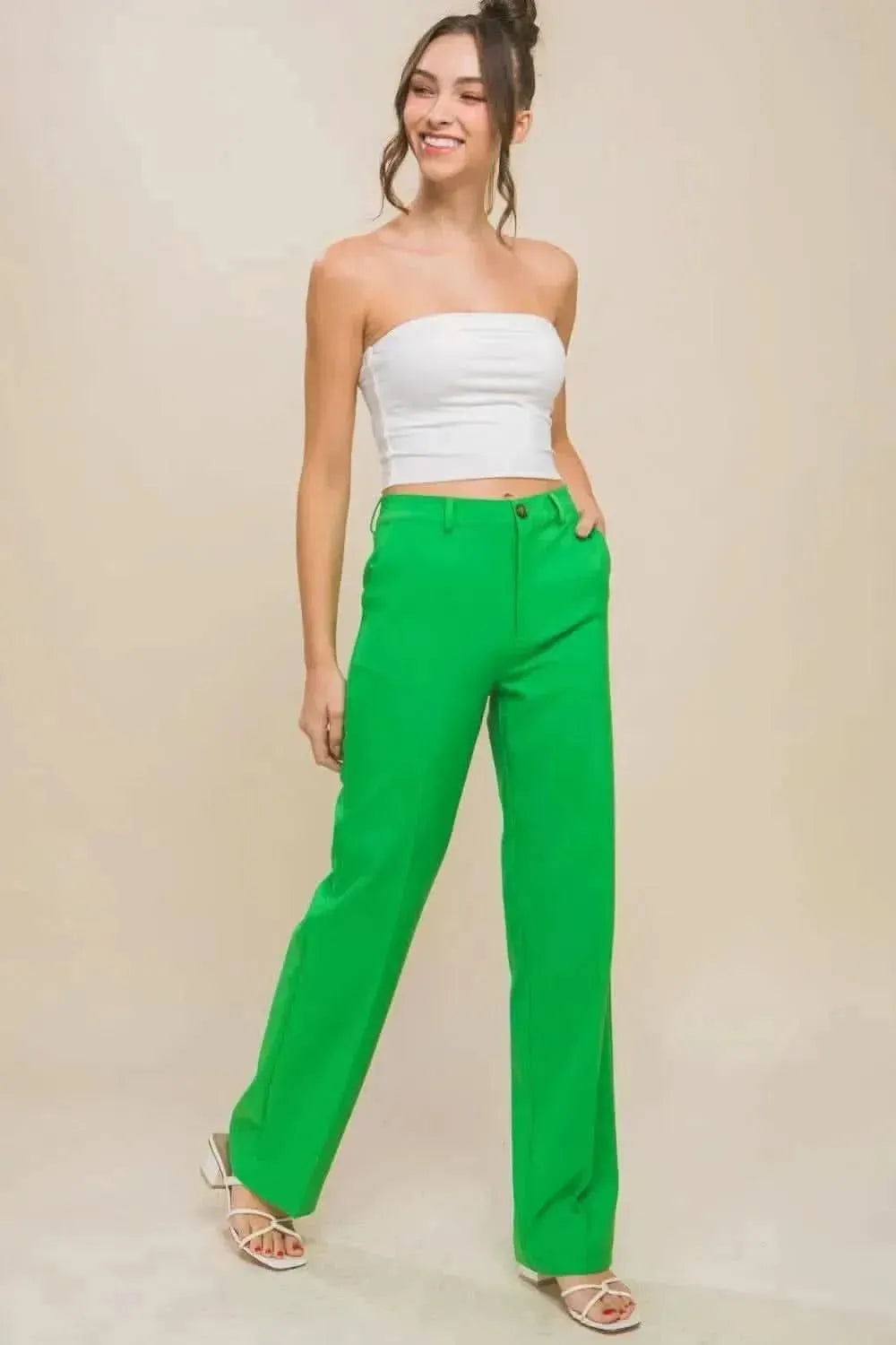 Love Tree High Waist Straight Pants - Bad Moms Club