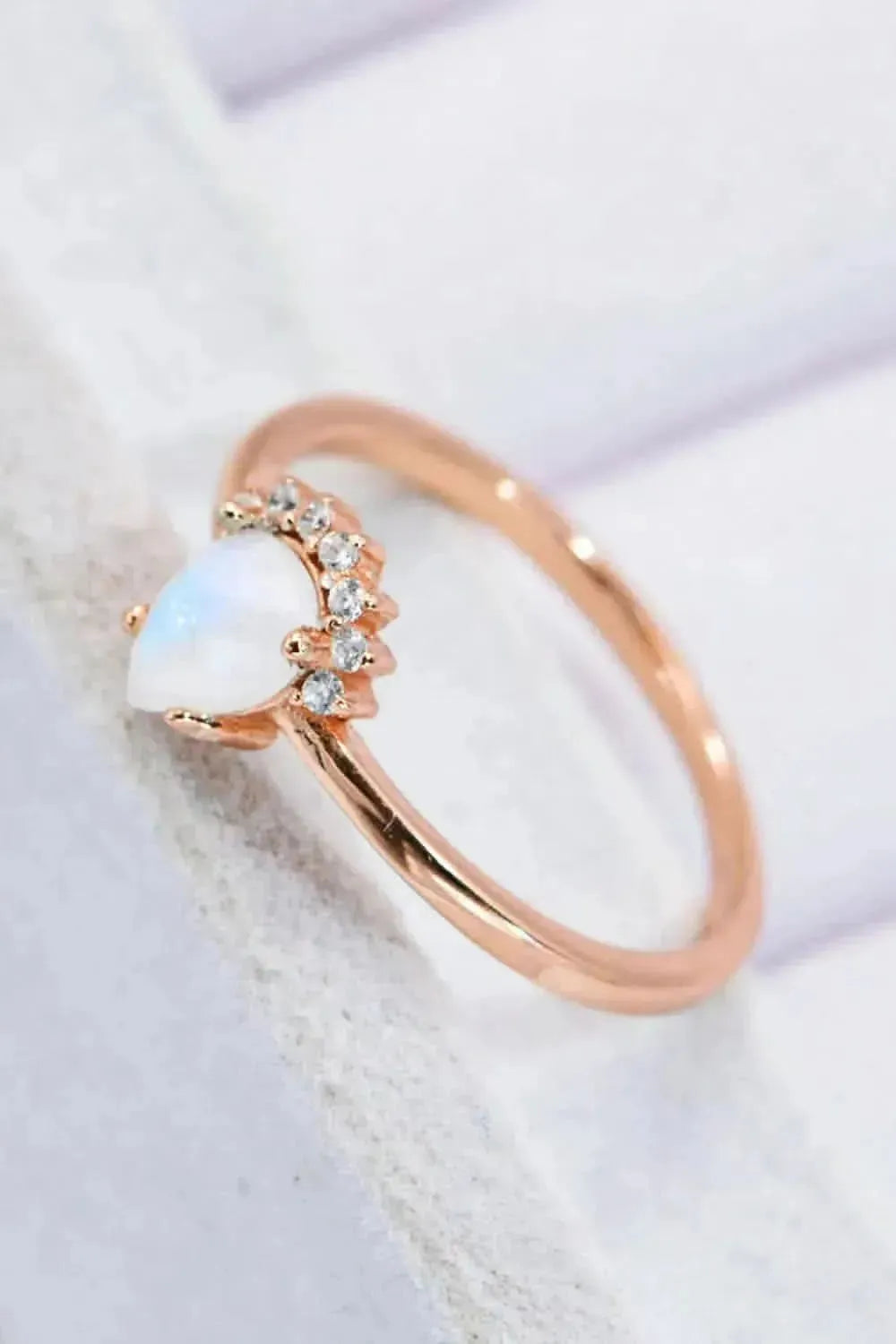 18K Rose Gold-Plated Pear Shape Natural Moonstone Ring - Bad Moms Club