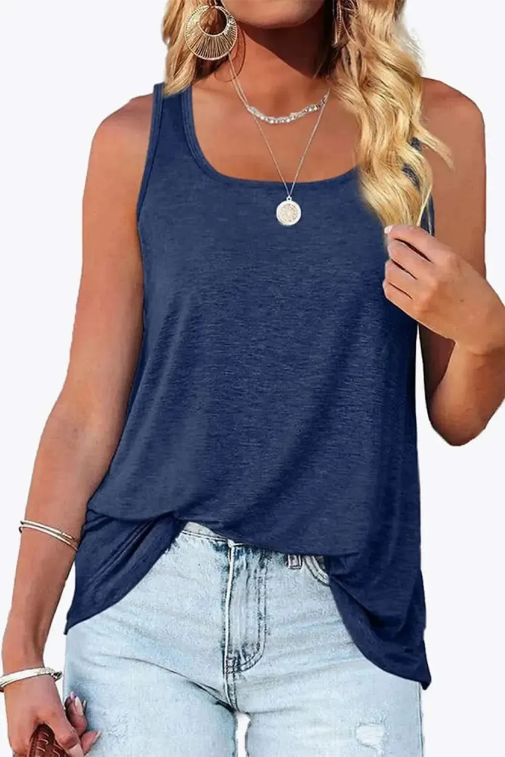 Curved Hem Square Neck Tank - Bad Moms Club