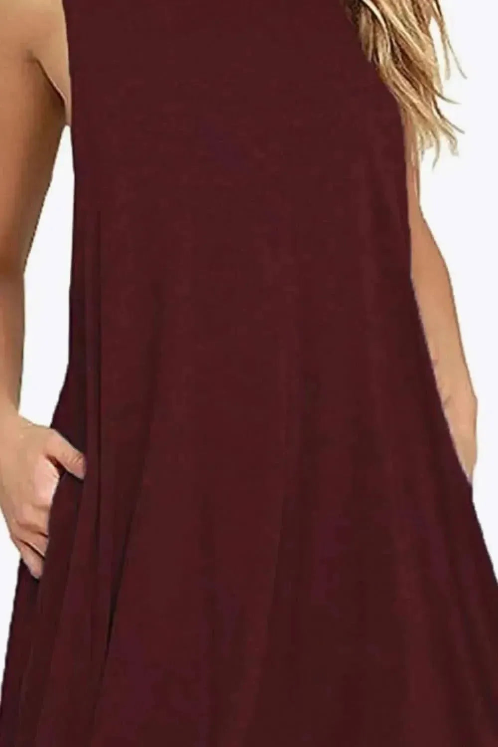 Full Size Round Neck Sleeveless Dress with Pockets - Bad Moms Club