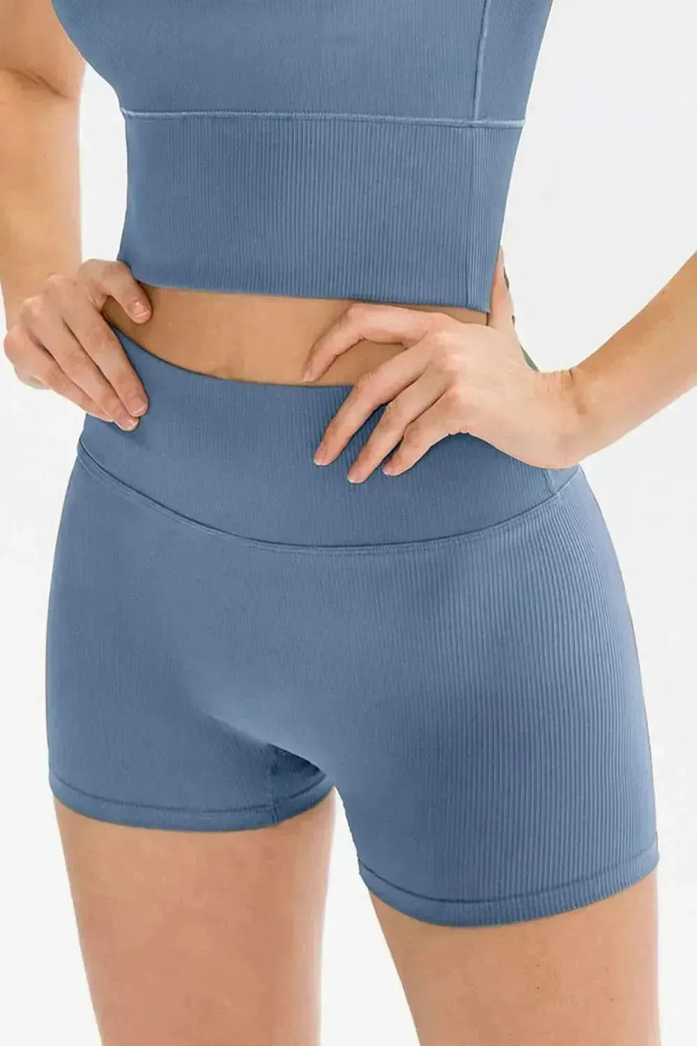 Slim Fit Wide Waistband Sports Shorts - Bad Moms Club