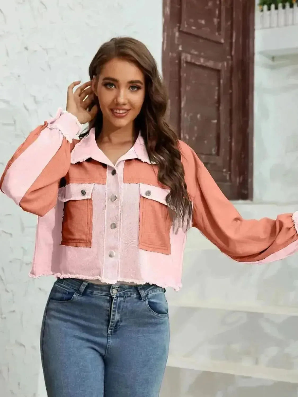 Color Block Crop Jacket with Pockets - Bad Moms Club