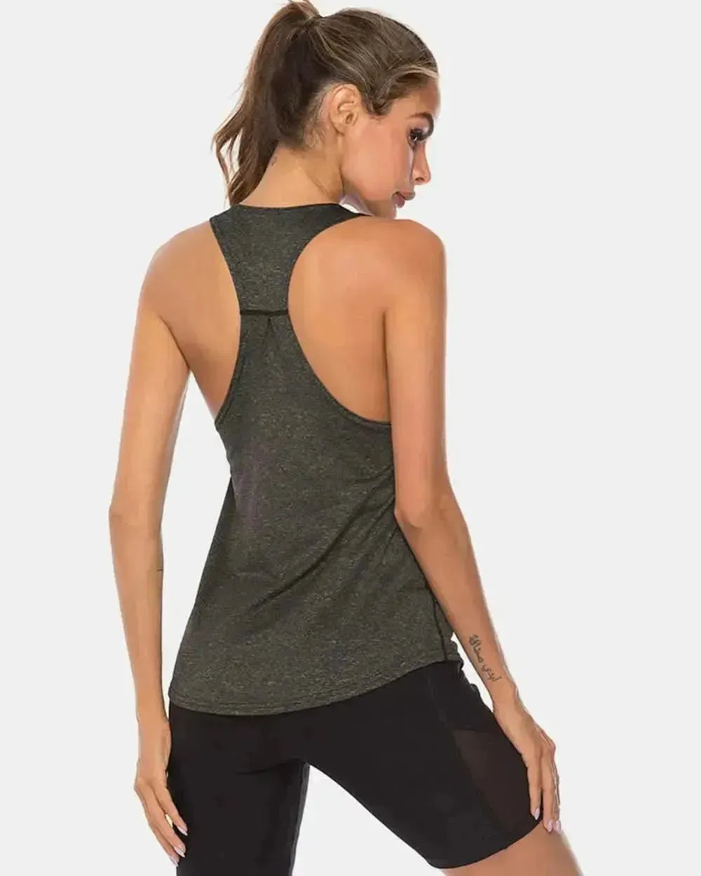 Full Size Scoop Neck Wide Strap Active Tank - Bad Moms Club
