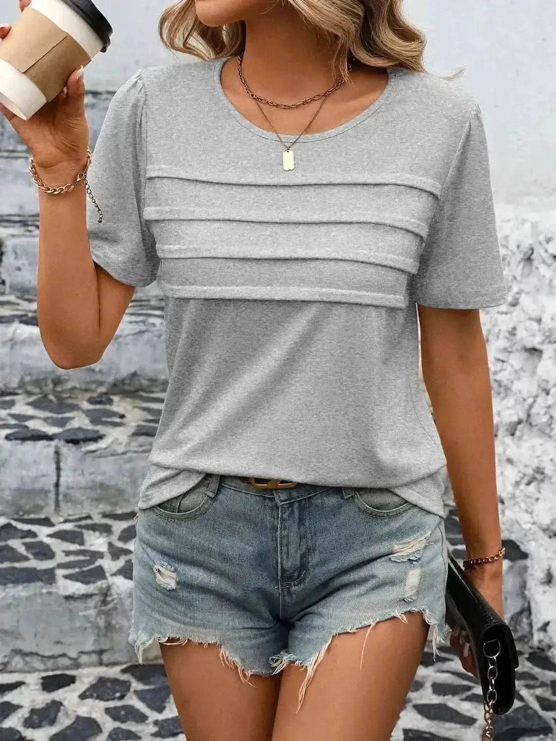 Ivy Lane Round Neck Short Sleeve Top - Bad Moms Club