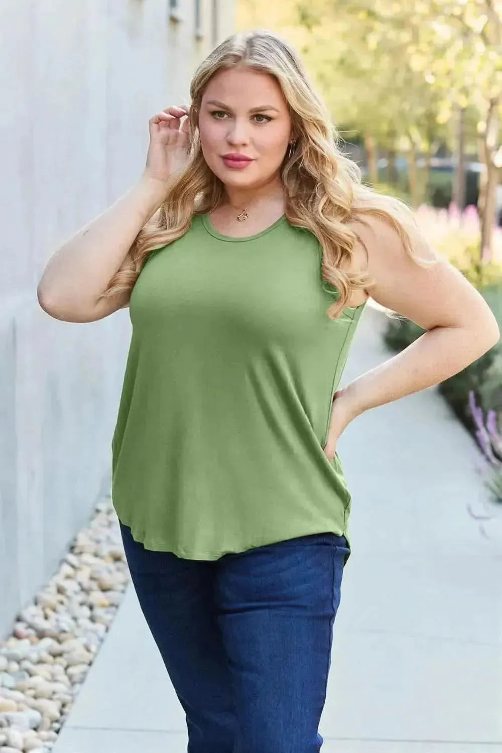 Basic Bae Bamboo Full Size Round Neck Tank - Bad Moms Club