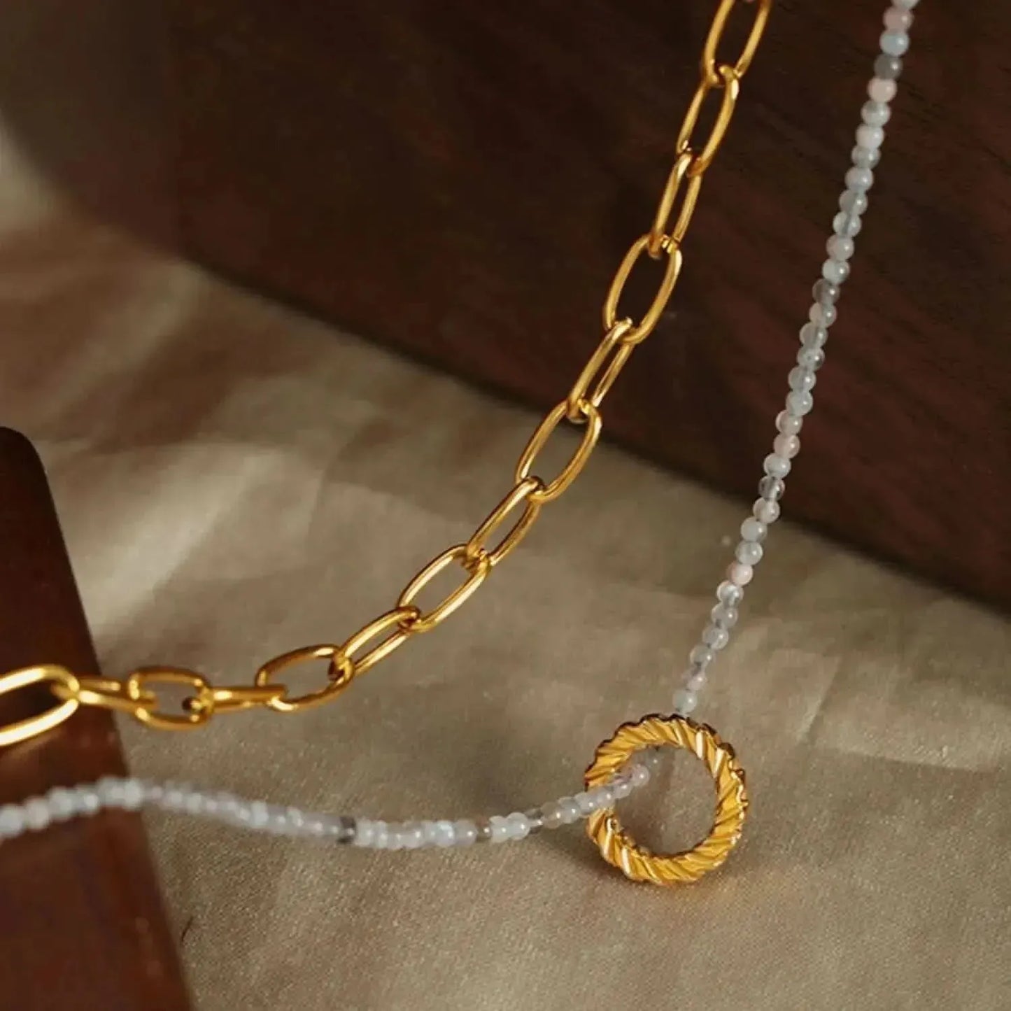 Beaded Double-Layered Titanium Steel Necklace - Bad Moms Club