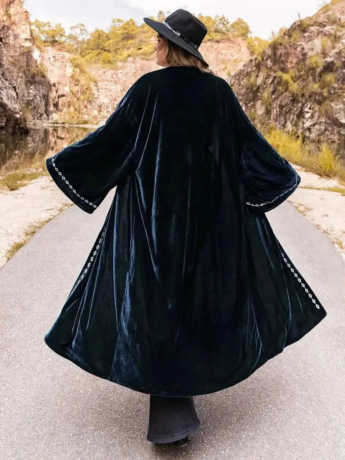 Plus Size Embroidery Open Front Long Sleeve Cardigan - Bad Moms Club