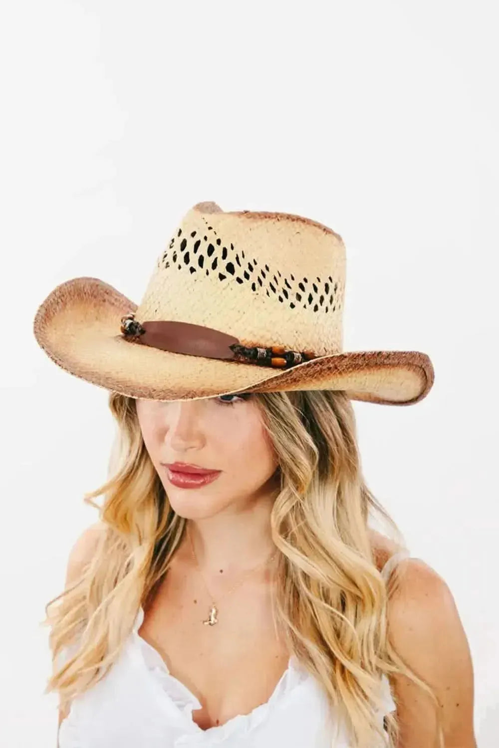 Fame Cutout Wide Brim Straw Hat - Bad Moms Club