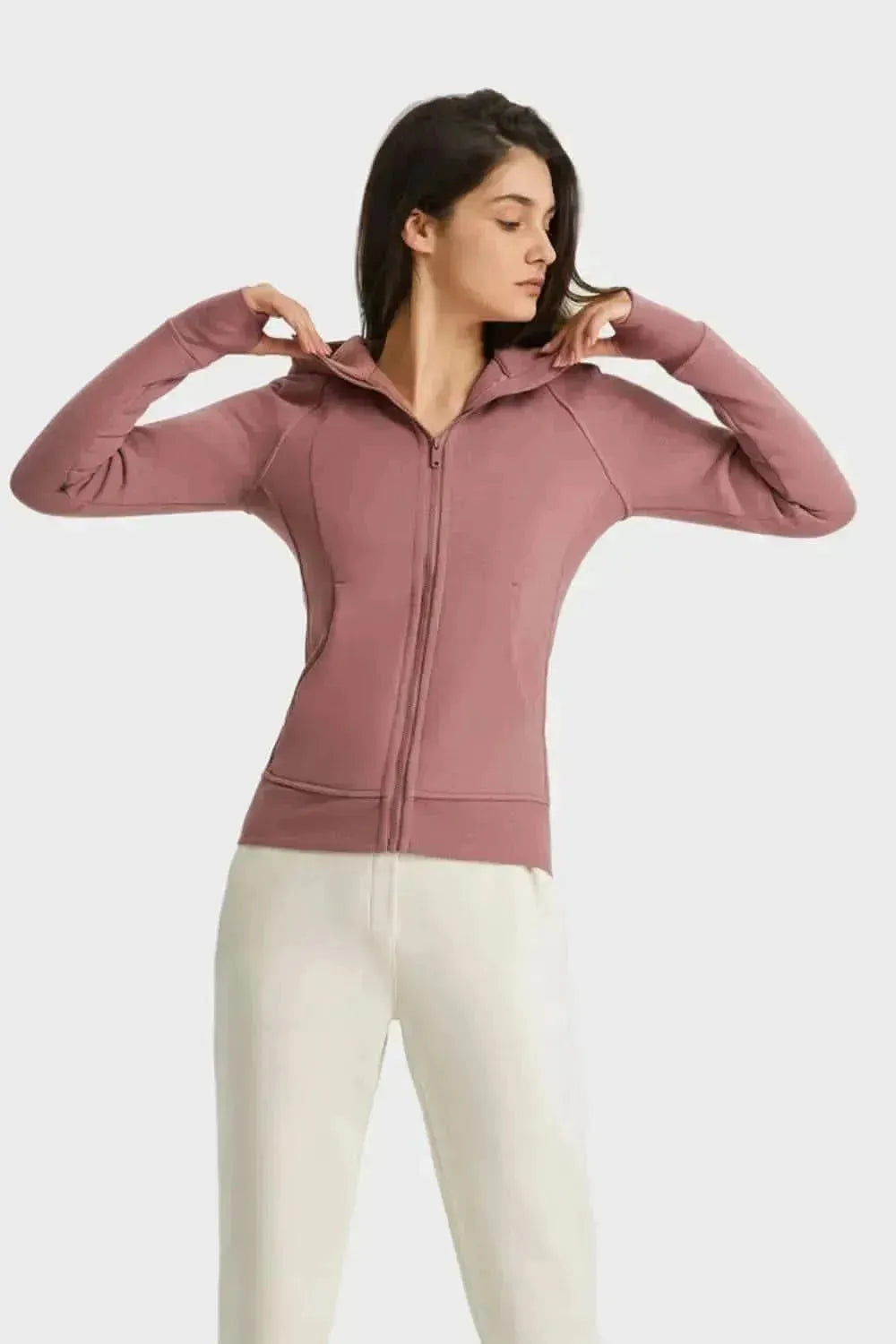 Zip Up Seam Detail Hooded Sports Jacket - Bad Moms Club
