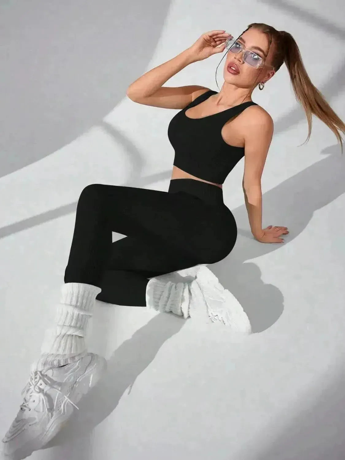 Scoop Neck Wide Strap Top and Pants Active Set - Bad Moms Club