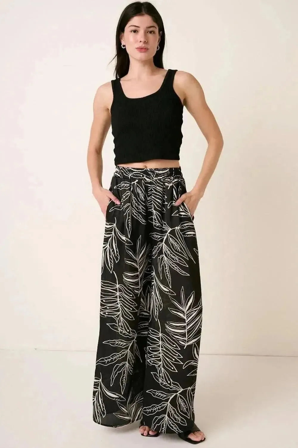 Mittoshop Printed Wide Leg Pants - Bad Moms Club