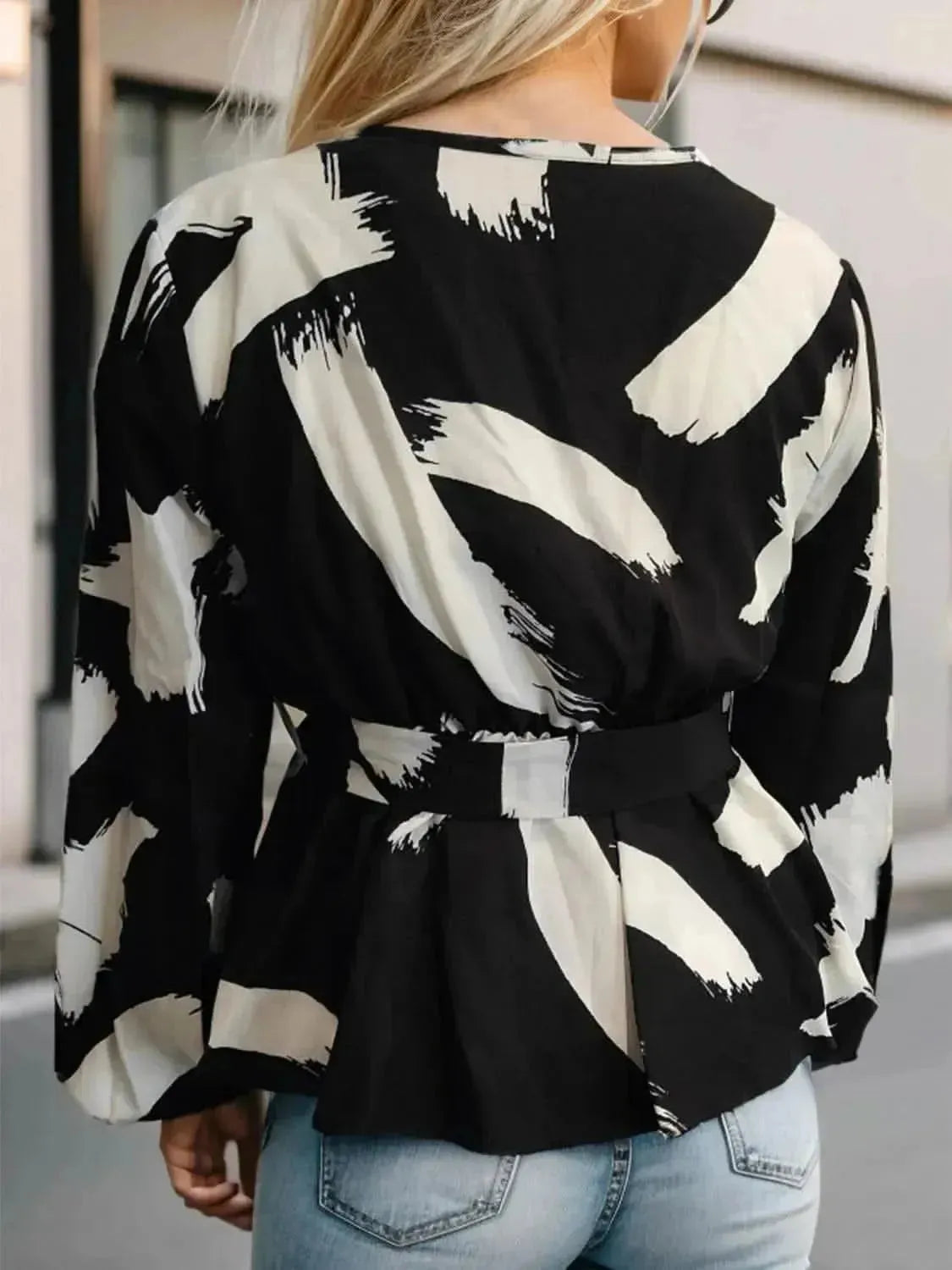 Printed Tie Front Lace Detail Cardigan - Bad Moms Club
